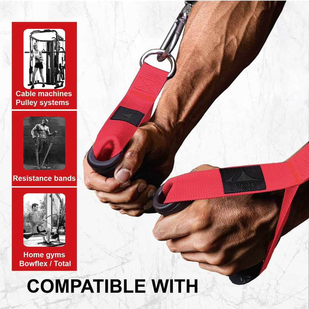Vigoog Heavy Duty Gym Workout Handle Attachments - Powerful, Comfortable & Anti-Slip Rubber Exercise Grips for Cable Machines, Pulley Systems and Other Fitness Equipments