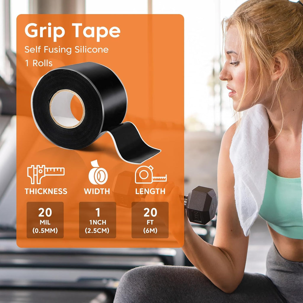 Silicone Grip Tape by Grip Tape | Self-Fusing Rubber Wrap for Gym Equipment & Tools - 20FT