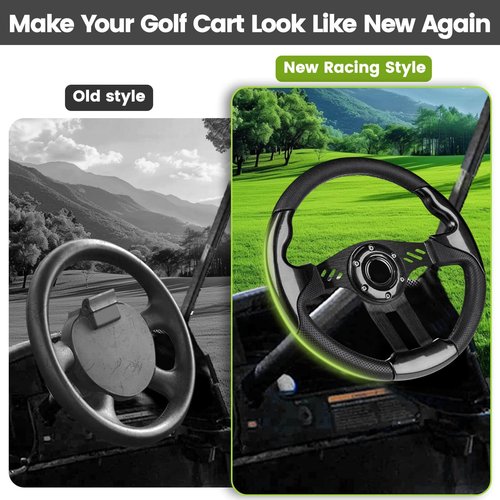 Golf Cart EZGO Steering Wheel, Fit EZGO TXT RXV, Club Car DS Precedent Tempo, Yamaha G2-G29 Most Golf Cart, Universal Golf Cart Steering Wheel, Ergonomic Design, PVC Material