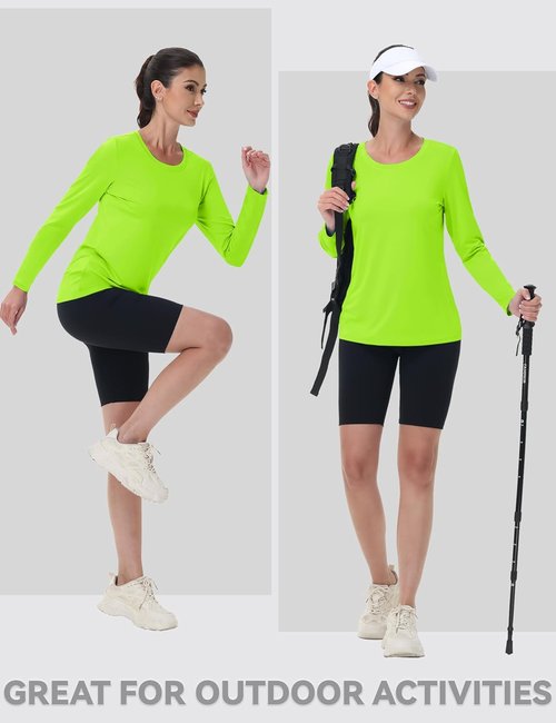 MAGCOMSEN SPF Women's Long Sleeve Quick-Dry Athletic T-Shirts | Lightweight Running & Hiking Tops