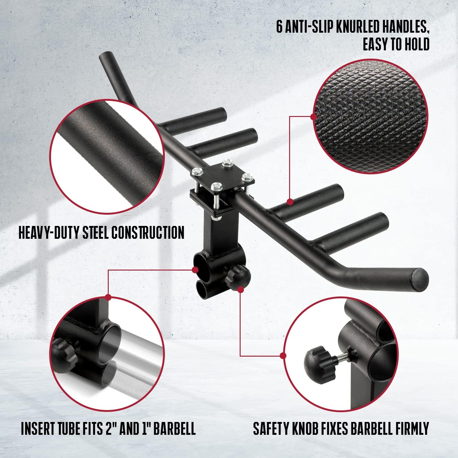 Yes4All Multi-Grip Rowing Landmine Handle - 550LBS T-Bar LAT & Viking Press | Sturdy & Easy to Install