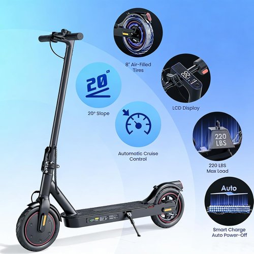 Electric Scooters | 500W Motor, 18 MPH Speed, 21 Miles Range - Durable 8.5'' Tires for Adults & Teens
