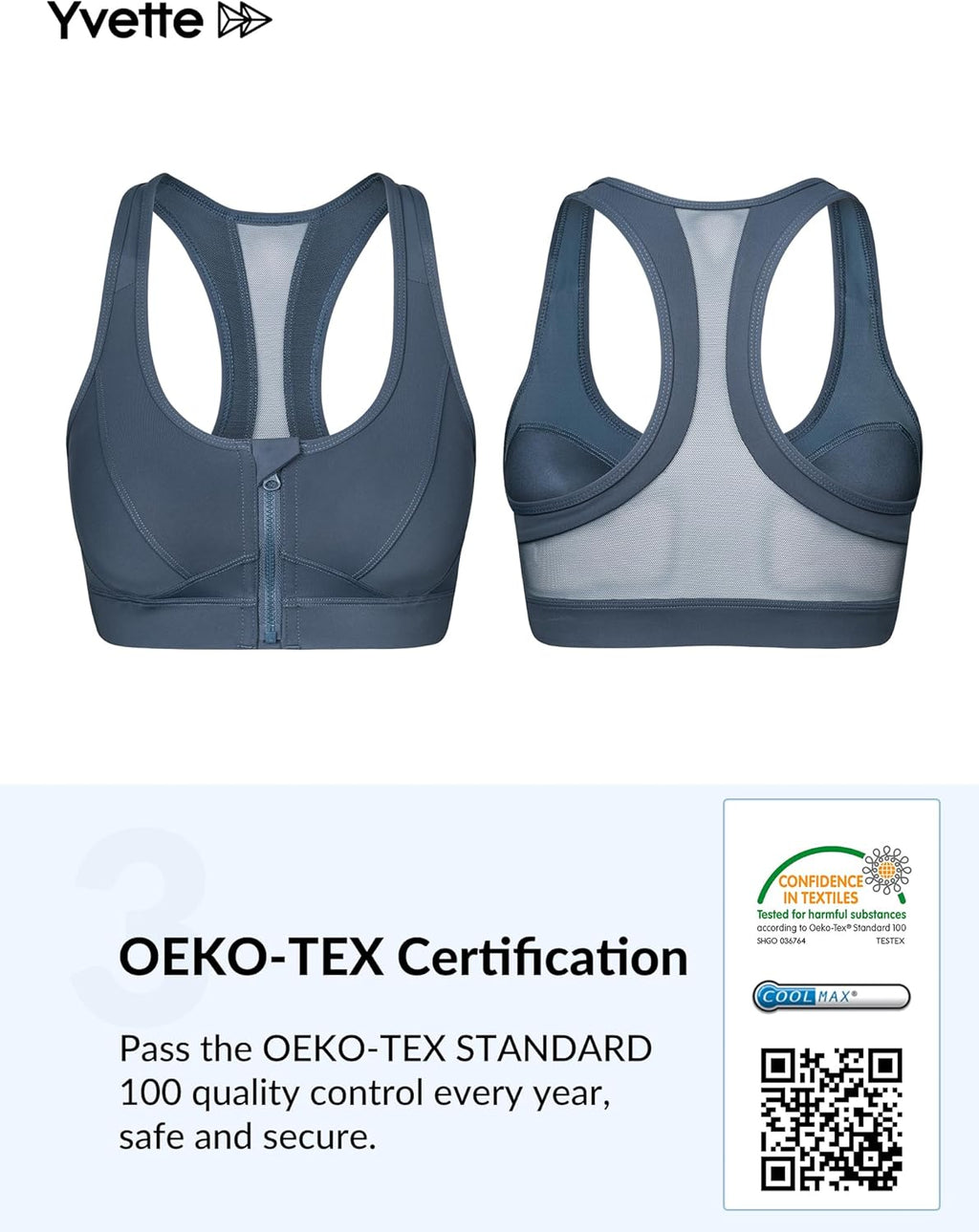 Yvette High Impact Sports Bra - Zip Front Design for Plus Size Women | Ideal for Workout & Running
