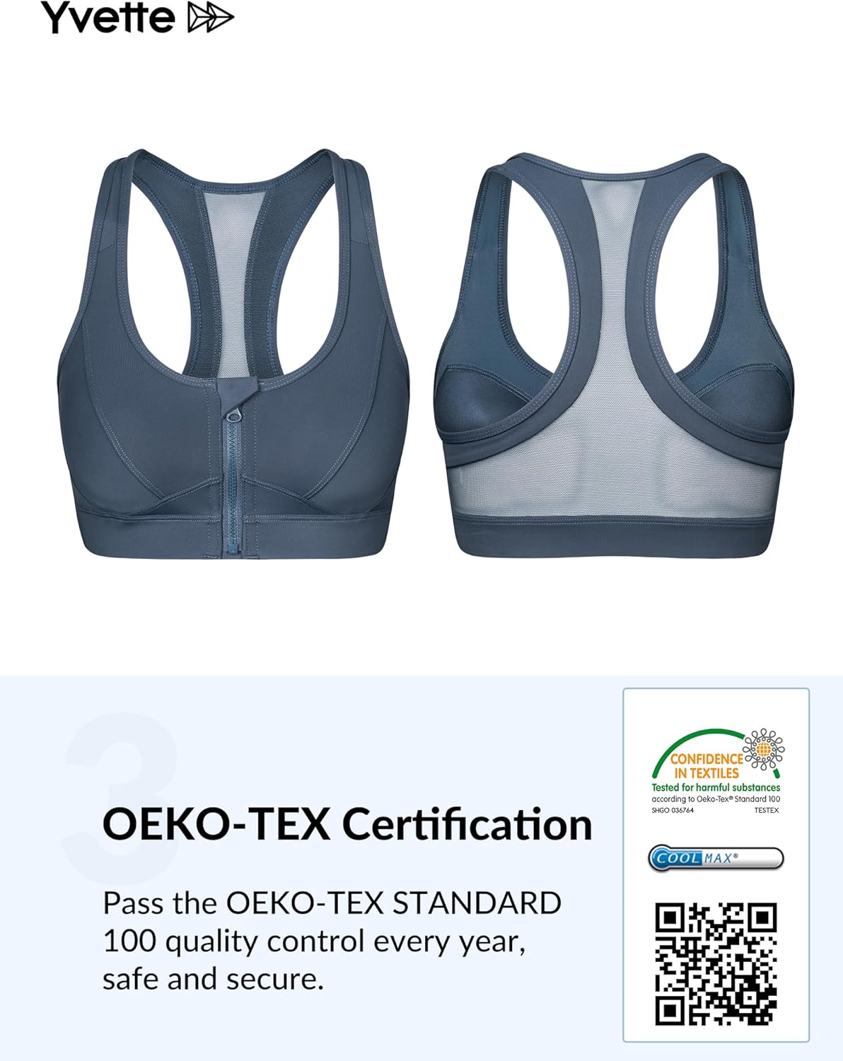 Yvette High Impact Sports Bra - Zip Front Design for Plus Size Women | Ideal for Workout & Running
