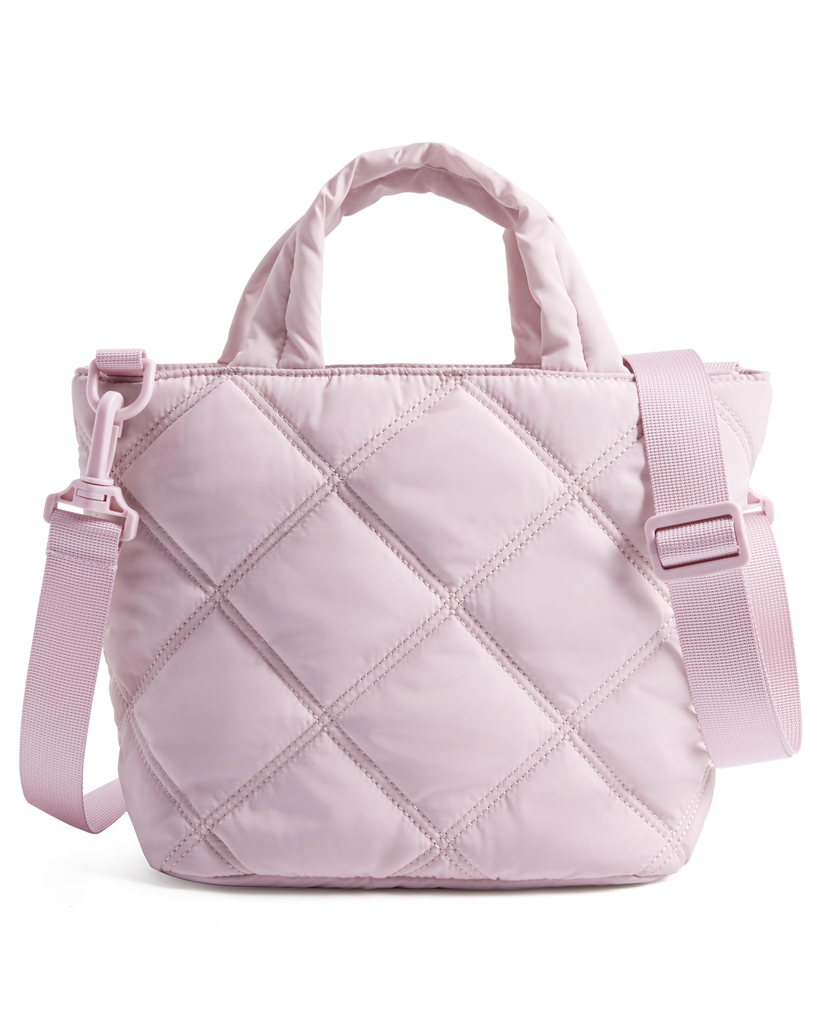 BAGSMART Crossbody Bags for Women, Small Crossbody Bag Puffer Cross Body Purse Mini Tote Travel Purse Shoulder Handbags Wallet, Baby Pink