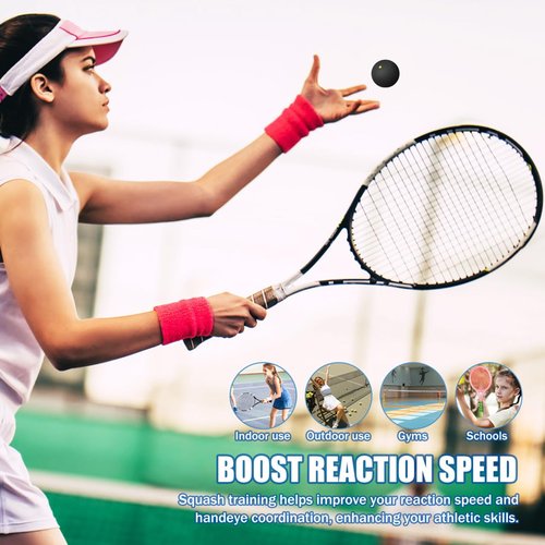 Toddmomy 4 Pcs Squash Balls, Double Yellow Dots, Single Yellow Dots, Single Red s, Blue, Sports Squash Ball High Bounce Squash Ball for Beginners and Training