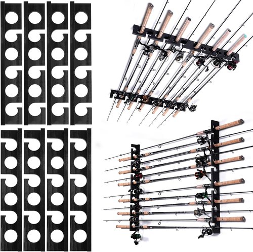 Ghosthorn Fishing Pole Rod Rack - Wall/Ceiling Mounted Storage Organizer for Fishing Gear | Durable Design