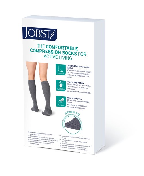 JOBST Activewear 20-30 mmHg Knee High Compression Socks, Large, Cool White
