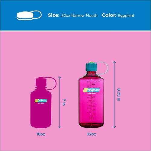 Nalgene 32 oz Narrow Mouth Water Bottle - BPA-Free, Durable & Leak-Proof for Gym, Office & Travel | Eggplant