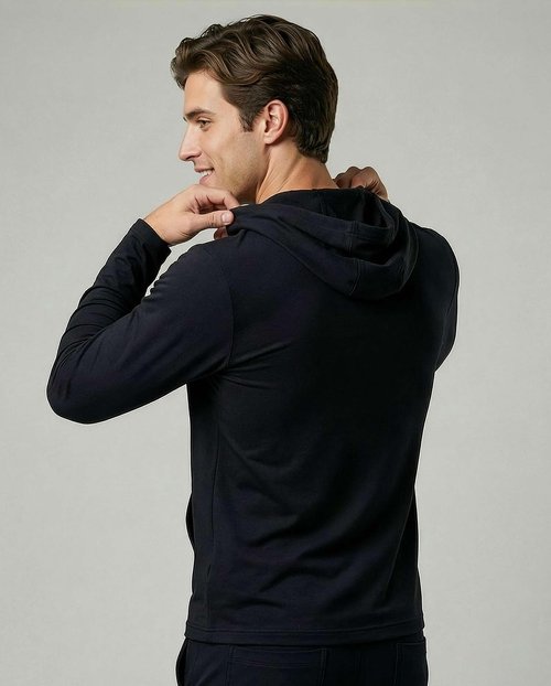 Real Essentials 3 Pack: Men's Cotton Henley Pullover Hoodie Lightweight Casual Long Sleeve Hooded Sweatshirt- Set 2, L