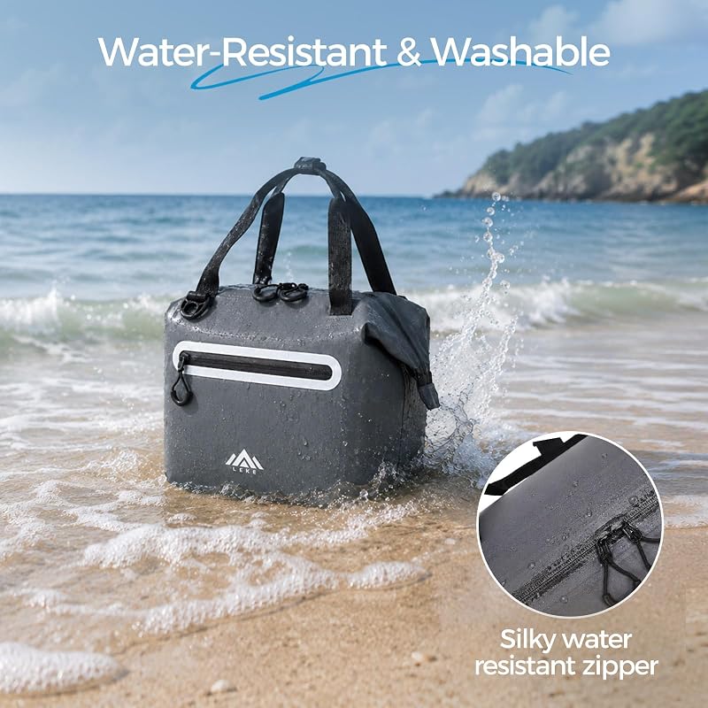 Grey Small Soft-Sided Cooler Bag, Insulated Lunch Box, Leak-Proof Portable Lunch Tote