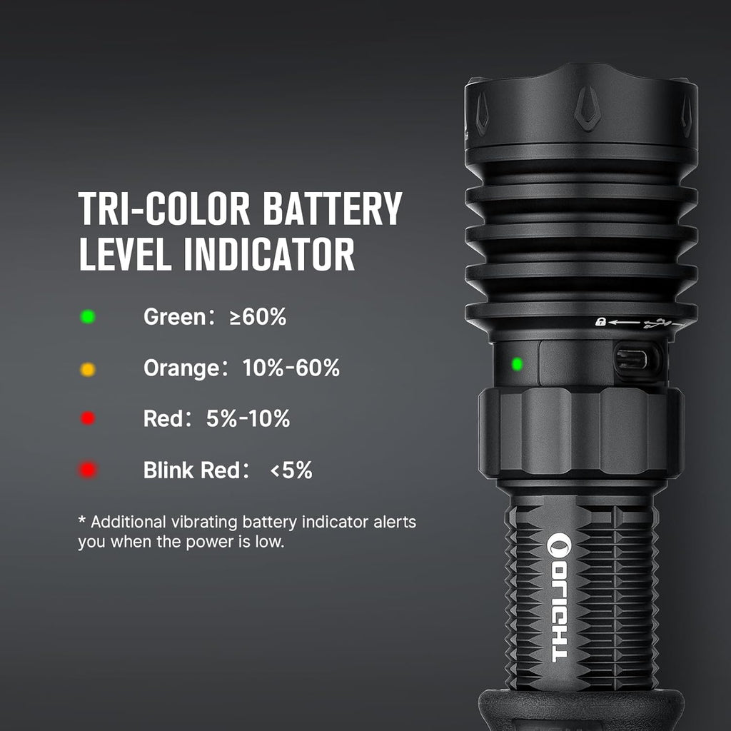 OLIGHT Warrior X 4 Tactical Flashlight - 2,600 Lumens, 630m Range, USB-C Rechargeable, Dual-Output | Black