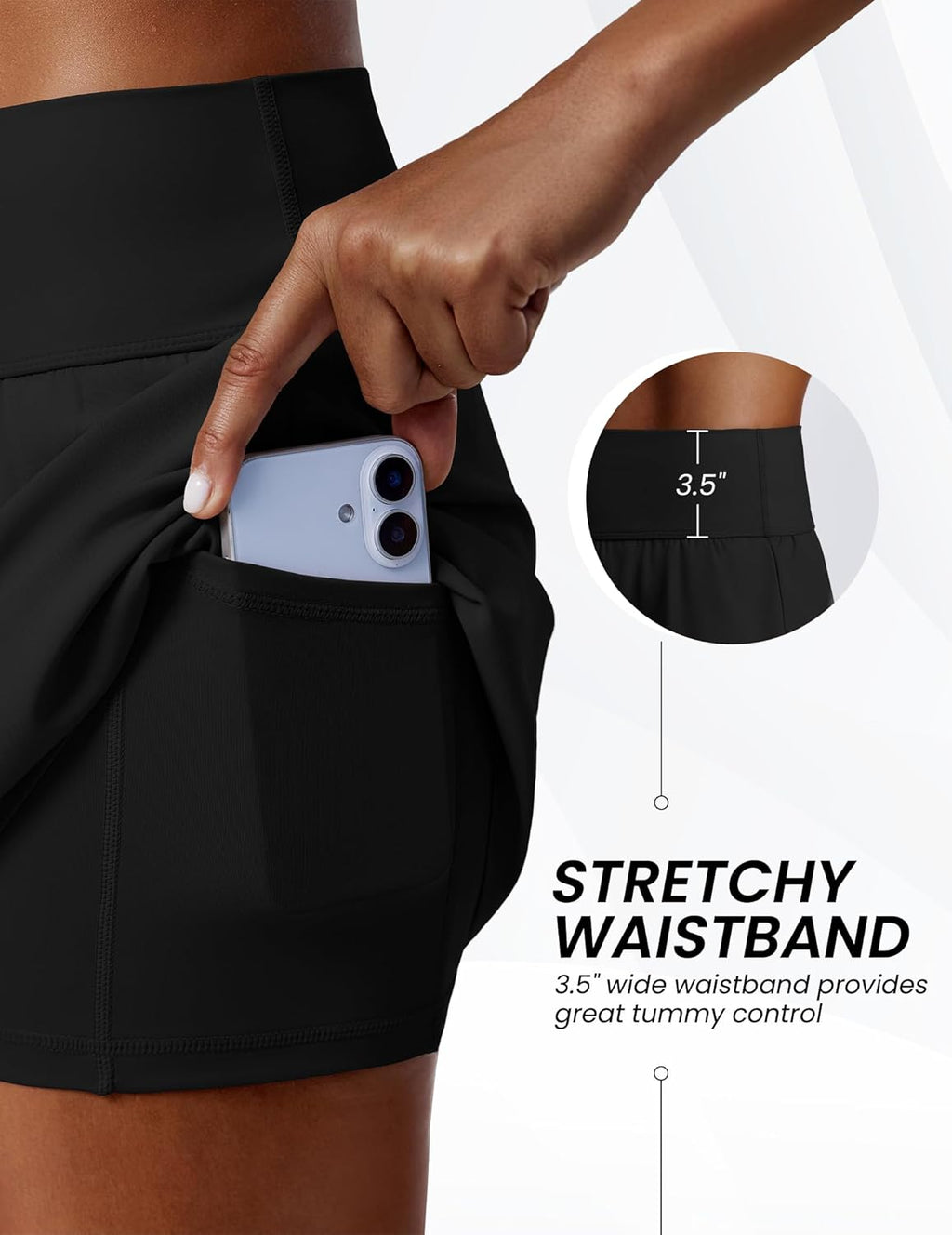 PINSPARK 15" Athletic Skirt - High Waisted Tennis Skirt with Pockets | Lightweight Mini Golf Skort