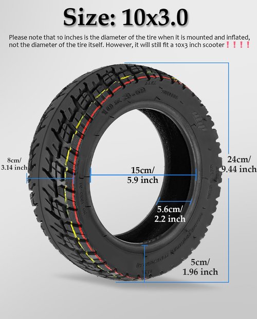 Felixstory 10x3 Inch Off Road Vacuum Tire, Fit for 80/65-6 255x80 Original Tire, Fit fot Joyor S5/ S10-S/ Y7-S Kugookirin G3PRO/ M4Pro Yume Y10/ D4+ Electric Scooter, Wear resistant Puncture resistant