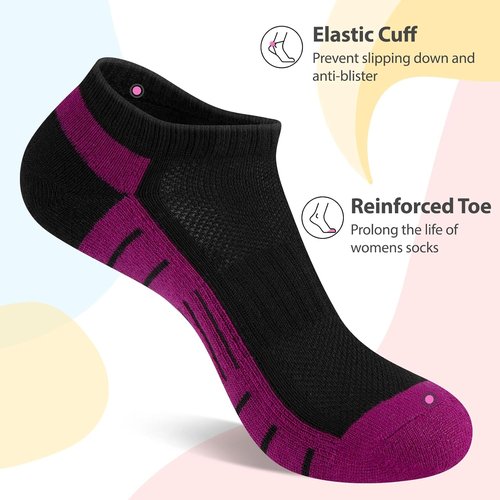 Heatuff Women's Athletic Ankle Socks - Cushioned Low Cut Running Socks | 7 Pairs