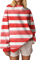 Skiennix Women's Classic Striped Long Sleeve Sweatshirt - Relaxed Fit Cotton Blend