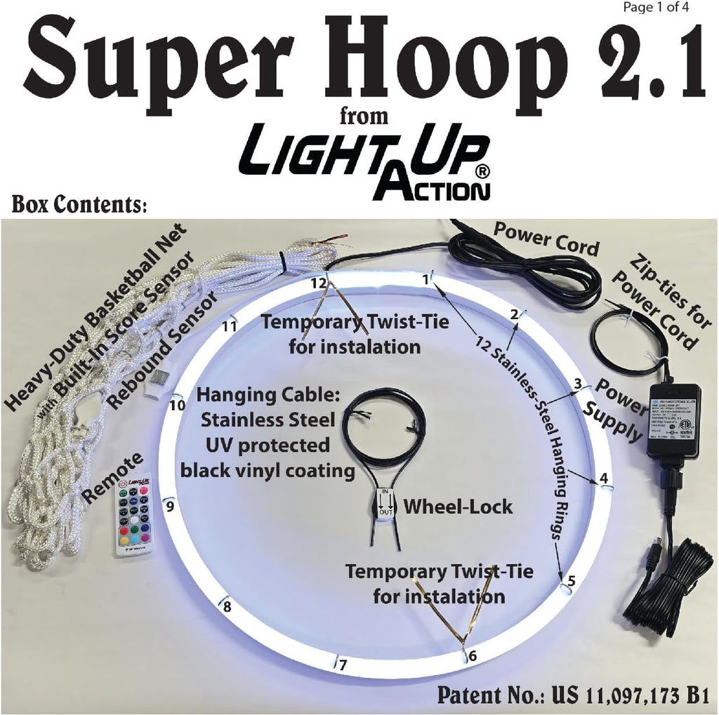 Super Hoop 2.1 Basketball Hoop Light - Interactive Shot & Rebound Sensing Neon LED System