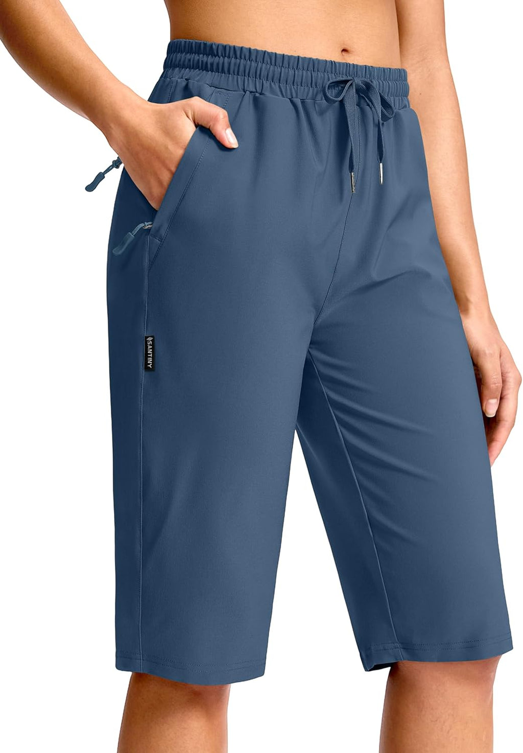 SANTINY Women's Hiking Shorts - Lightweight 13" Bermuda Style with 3 Zipper Pockets | Quick Dry