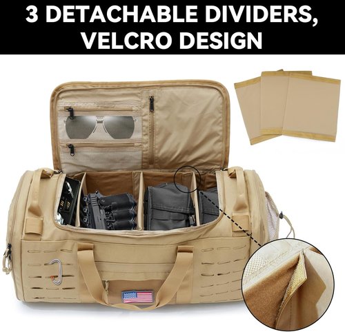 Bagenerous 48L Military Duffle Bag - Tactical Gear Backpack with Shoe Compartment | Khaki