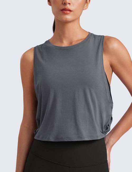 CRZ YOGA Pima Cotton Tank Tops for Women - Loose Fit Sleeveless Workout Shirts | Ideal for Yoga & Gym