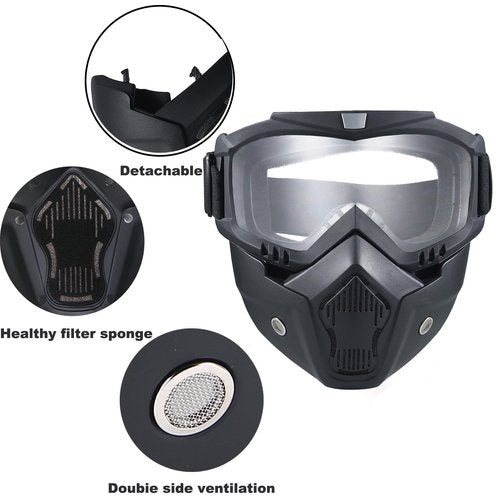 2 Pack Airsoft Full Face Mask with Detachable Goggles, Paintball Tactical Mask, Anti Fog, Motorcycle Riding Protection