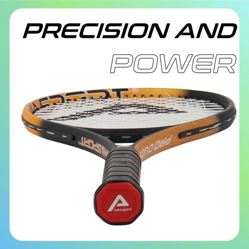AMA SPORT PRO Dude Adult Tennis Racket - Pre-Strung Light Balance 27 inch Tennis Racquet for Women and Men Grip Size 2-4 1/4" (Orange)