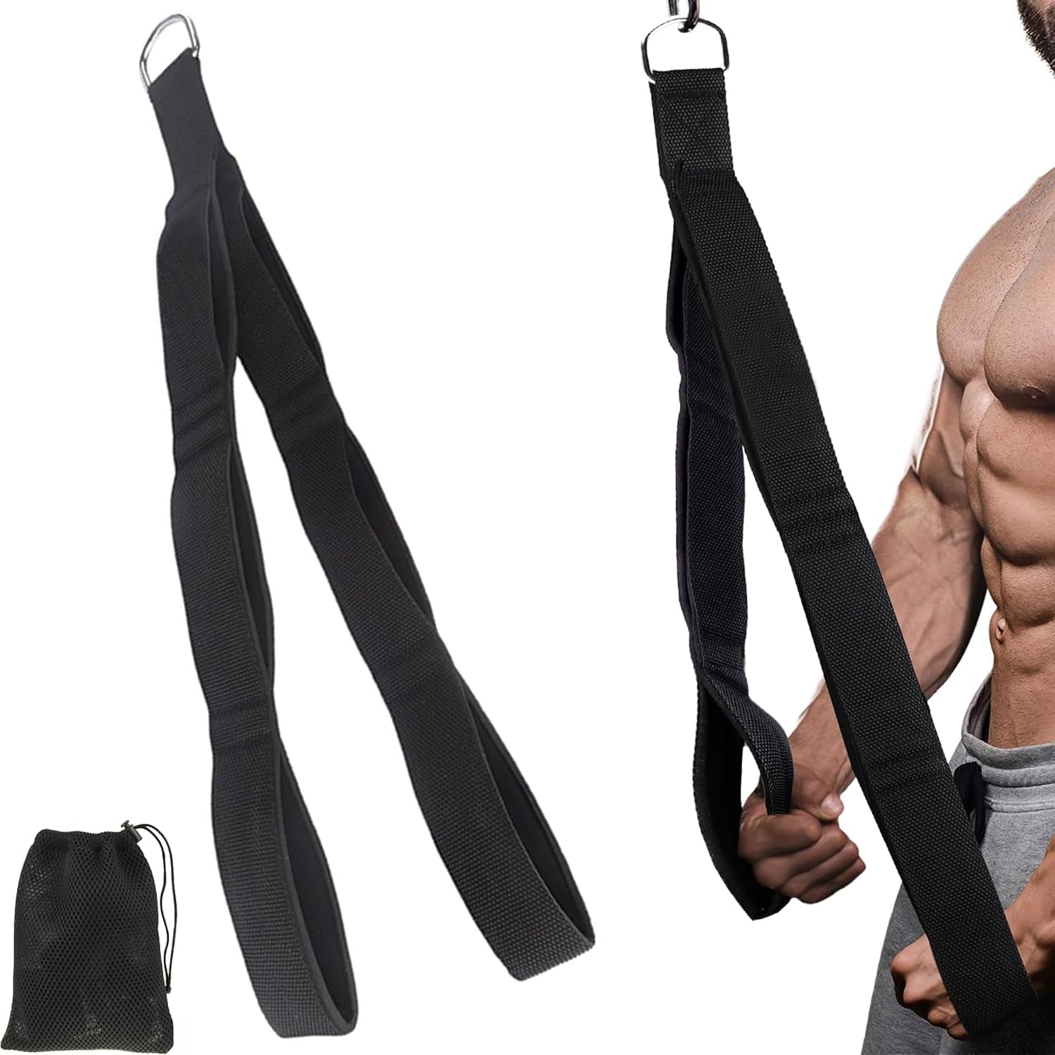 Tricep Rope | Tricep Pull Down Attachment with Carry Bag for Strength Training & Facepulls