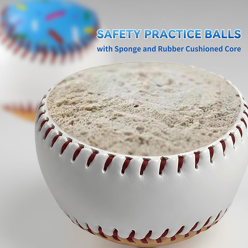 9 Inch Ice Cream Drip Tee Ball - Cute Pink Baseball Hitting Ball for Training & Gifts (Variation: Blue)