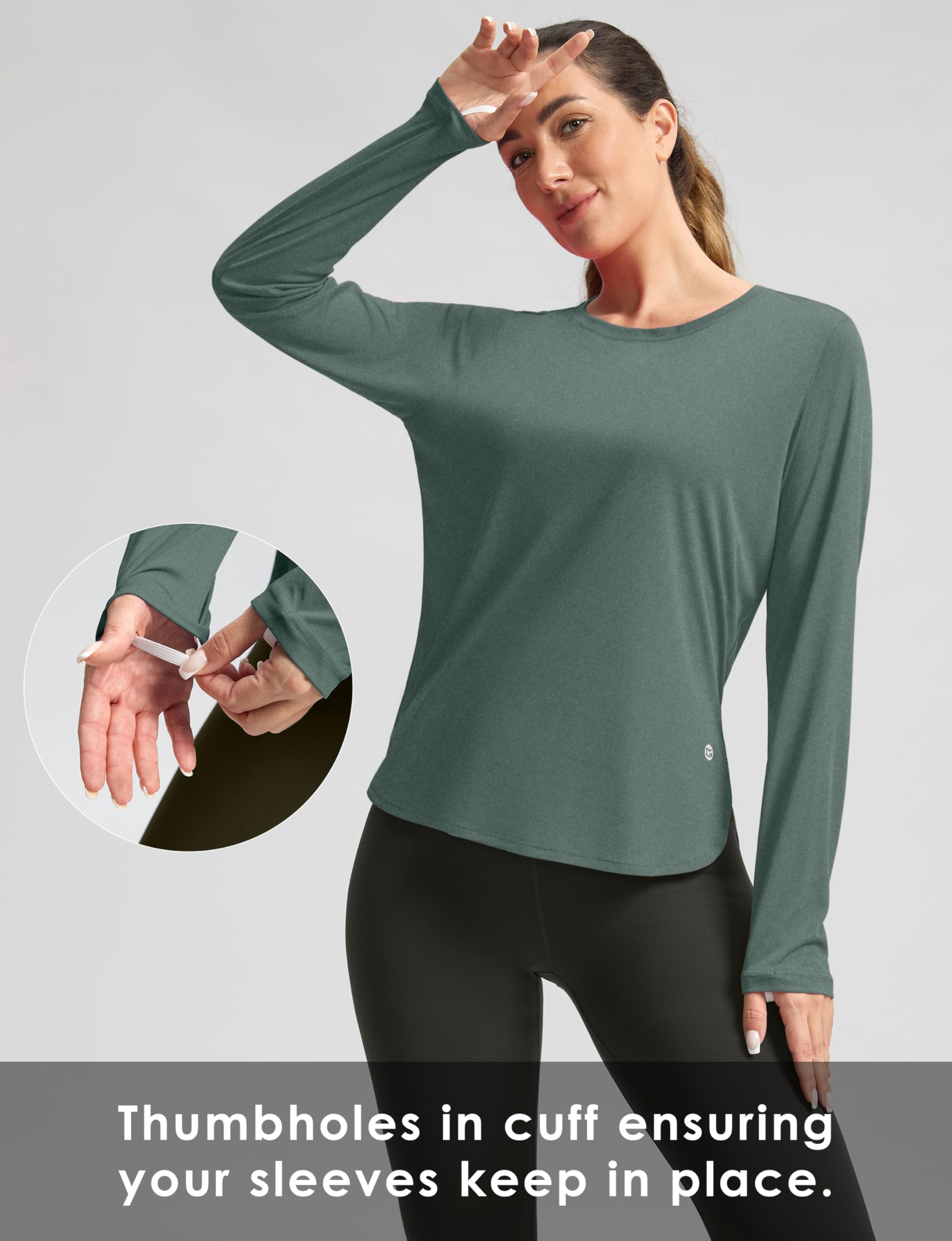 Women's Sun Shirts UPF 50+ Long Sleeve UV Protection Shirt Lightweight Quick Dry Workout Hiking Tops for Women(Malachite Green,XL)