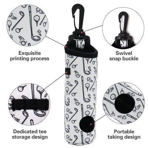 Golf Ball Holder Golf Tee Holder Golf Ball Carry Bag Pouch with Light Weight Hook Keychain Belt Clip Portable Golf Accessories for Ladies Girls 2 Pack