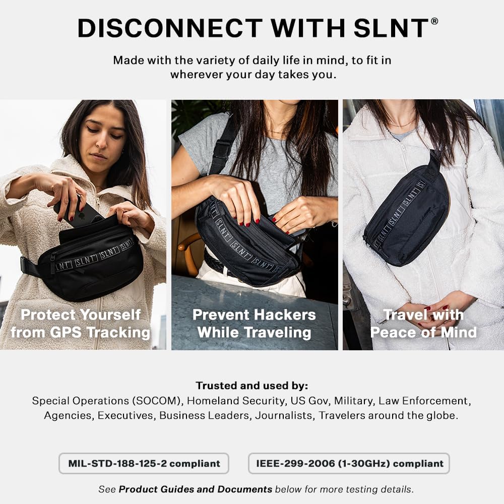 SLNT Essentials Sling Bag - Signal Blocking Faraday Phone Sleeve & EMF-Reducing Pocket | Versatile Use