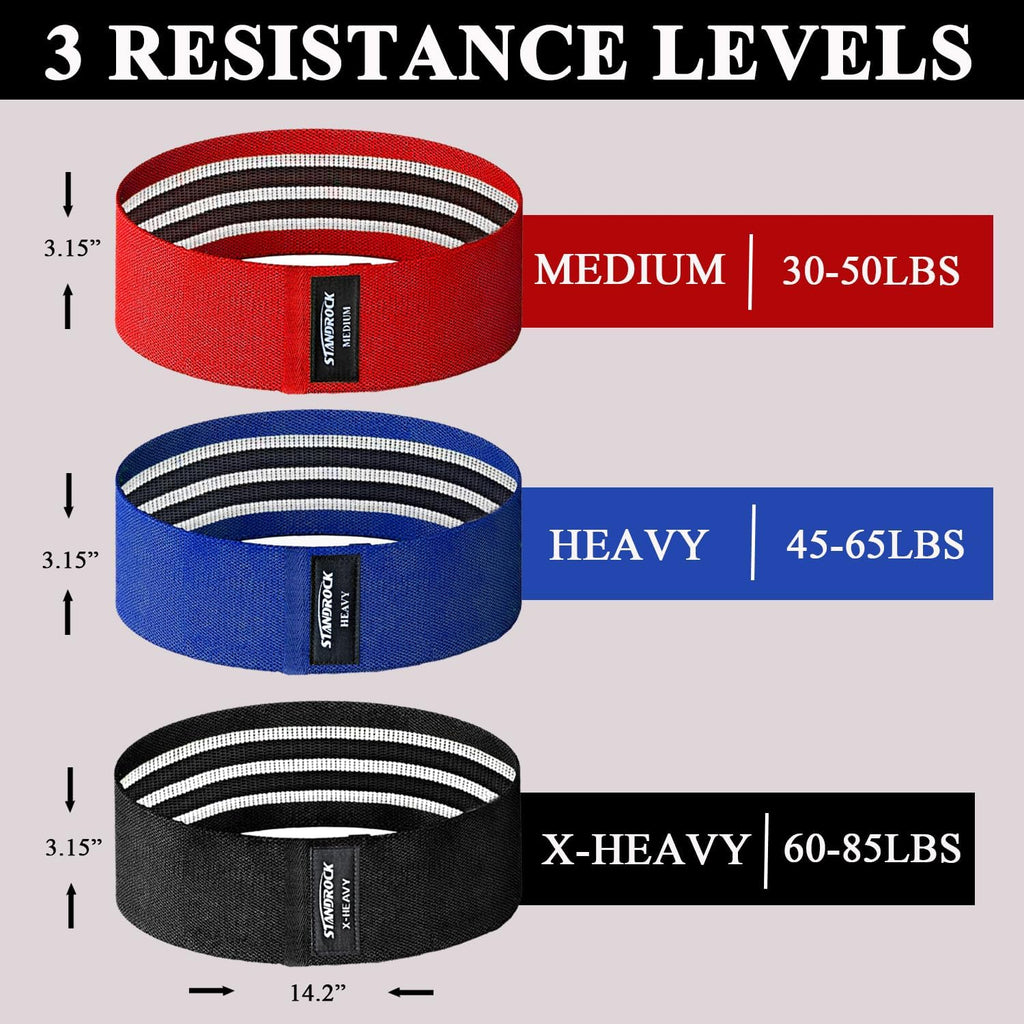 Standrock Fabric Resistance Bands - 3 & 4 Levels Booty Bands for Men & Women | Durable Elastic Workout Bands