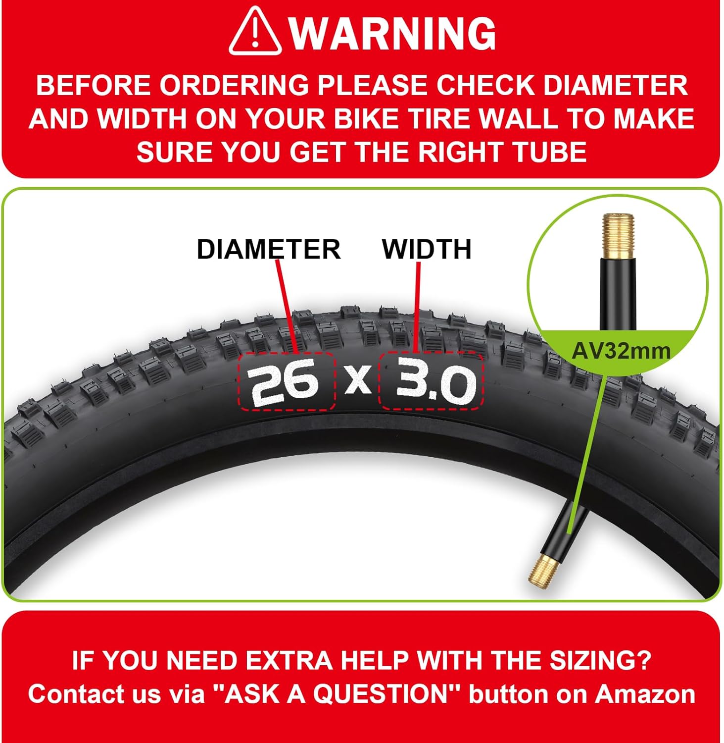 Skiennix Fat Tire Bike Inner Tubes - 20/26" x 3.0/3.5 with 32mm AV Schrader Valve & Tire Levers