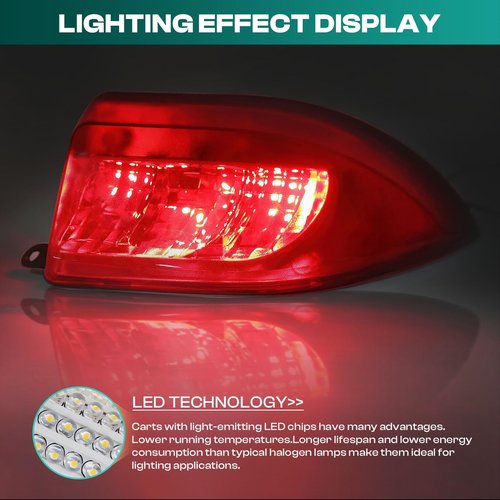 DRIVE UP Golf Cart LED Taillight for Club Car Precedent 2004-Up and Tempo 2018-Up Golf Carts, 12V Club Car Precedent Rear Tail Lights Kit with 3 Pin Wires