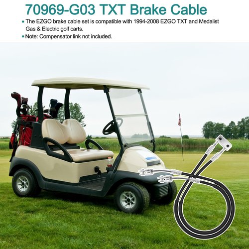 RO6G Replacement EZGO Brake Cable 70969-G03 for EZGO TXT Brake Cable and Ezgo Medalist Brake Cable Gas & Electric Golf Carts (1994-2008 Up), Replace 70716-G03 70273-G03 Golf Cart Brake Cable