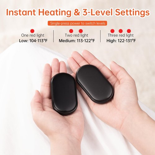 Magnetic Hand Warmers Rechargeable 2 Pack AI Smart Chips 3 Heat Settings Fast Heating, UL Certified Portable Pocket Heater, Up to 8Hrs, Travel Essentials for Outdoor Camping, Gifts for Women Men