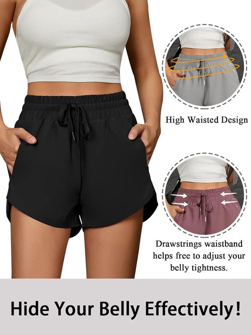 BMJL Women's Running Shorts - High Waisted Athletic Gym Shorts with Zipper Pockets | 2.5" Summer Fit