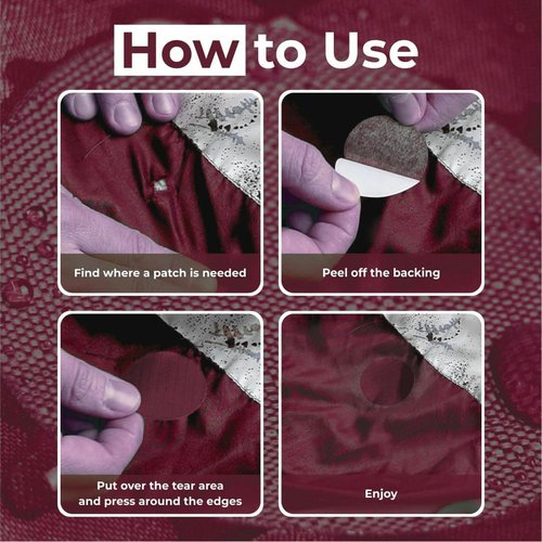 aZengear Down Jacket Repair Patches - Pre-Cut, Self-Adhesive, Waterproof Nylon Fabric (11 Pcs, Burgundy)