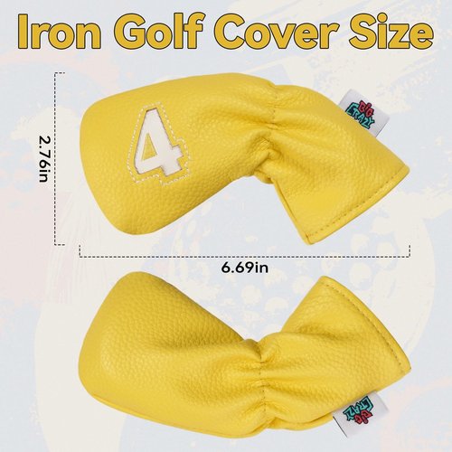 Big Crazy Golf Iron Covers, 10pcs Colorful Iron Head Covers, Long Neck and Elastic Closure for Club Protect, Golf Iron Head Covers Set for Man and Woman