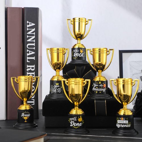 Fulmoon 24 Pack Gold Trophy Awards - Fun Plastic Trophies for Kids & Adults | Perfect for Parties & Competitions