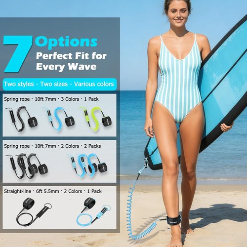 Mellbree Surfboard Leash - Premium Double-Sided Rotatable Wirst Strap for Paddleboards & Longboards