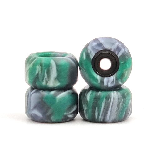 SPITBOARDS® Fingerboard Swirl Wheels Polyurethane CNC Lathed Bearing Wheels - Green Swirl