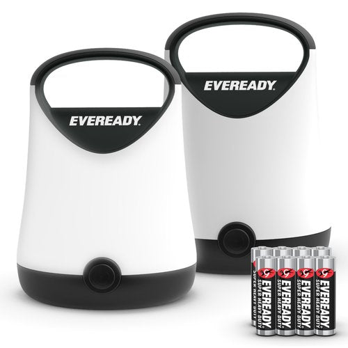 Eveready LED Camping Lantern X-250 (2-Pack), Super Bright Tent Lights, Rugged Water Resistant LED Lanterns, 100 Hour Run-time (Batteries Included), Black
