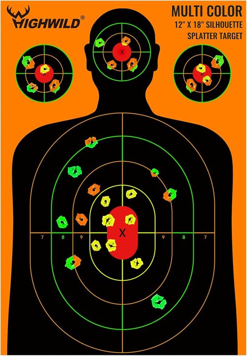Highwild Silhouette Splatter Paper Targets - Vibrant Splash Effect - 12 x 18 Inch Size