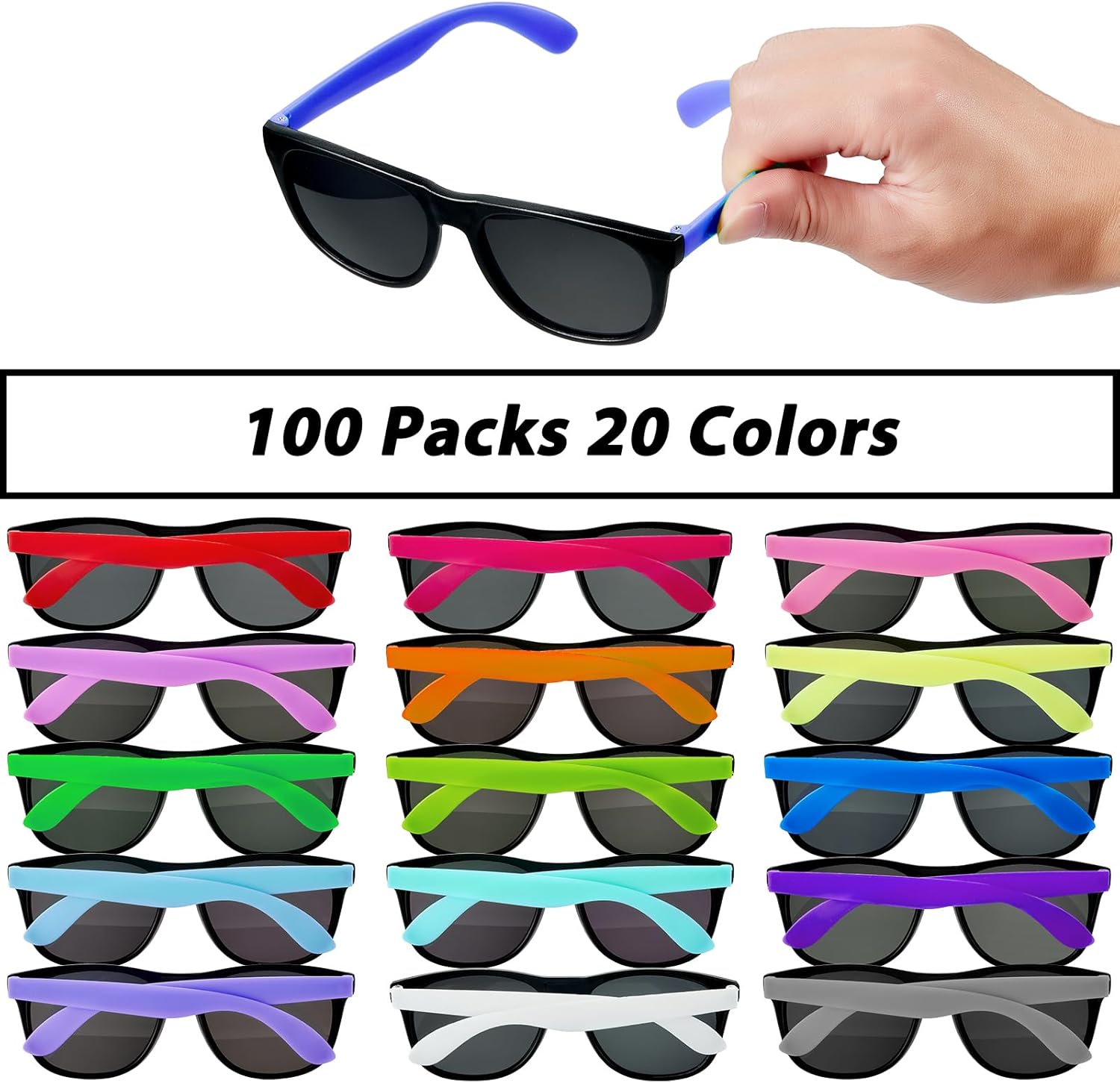Skiennix Neon Sunglasses - UV Protection Party Favors | 100 Pcs Bulk Set