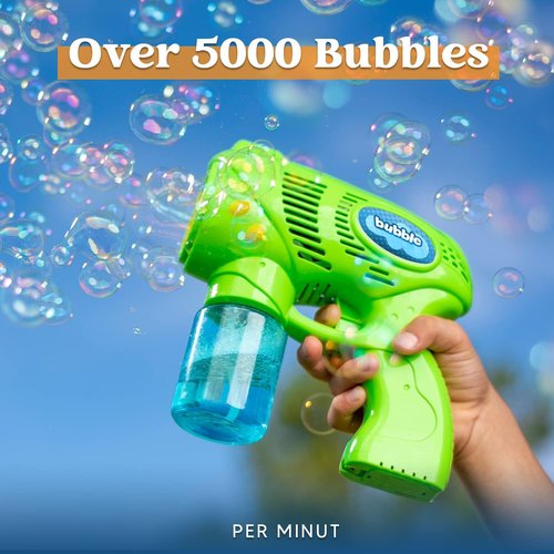 JOYIN Kids Bubble Gun - Includes 2 Bottles of Refill Solution | Perfect Summer Party Toy for Ages 1-8