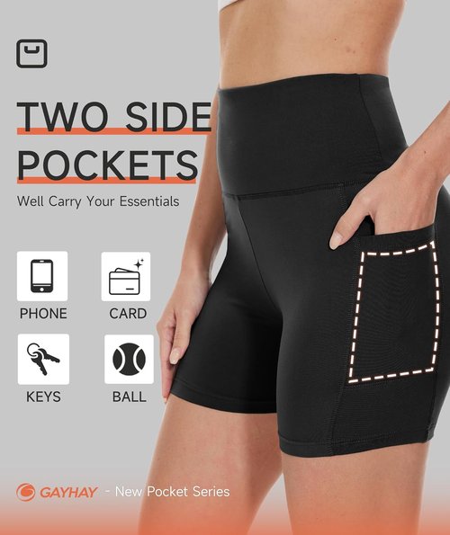 GAYHAY High Waisted Biker Shorts - Soft Black Spandex for Women | Perfect for Workout, Yoga, Dance