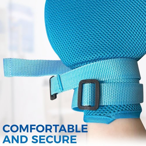 Comfecto 2pcs Dementia Restraint Gloves Finger Control Mitt for Adult Elderly with Straps and Breathable Thick Soft Sponge, Safety Hand Gloves Protector to Prevent Scratching Self Injury