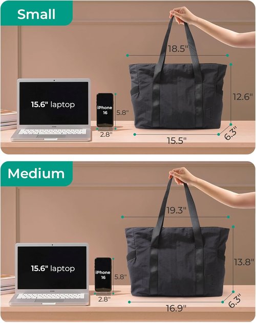 BAGSMART Tote Bag for Women - Zippered Work Tote with Compartments | Ideal for Travel & Gym