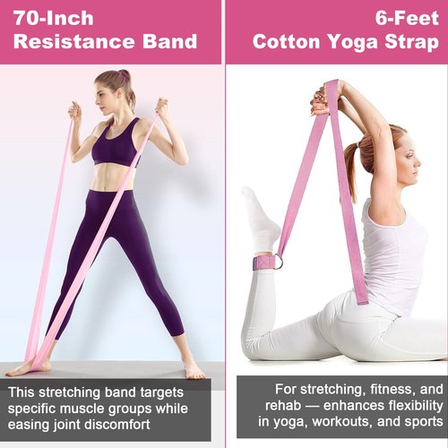 Dilobio Pilates Kit, Home Pilates Essentials Kit for Women, Pilates Equipment Ring and Ball Set, Magic Circle with 5 Resistance Bands, Hip Thrust Belt & Accessories, Toning Fitness Starter Set (Pink)